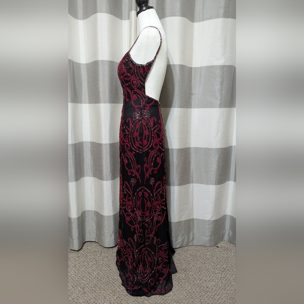 Mia Bella Couture Stunning Beaded Embroidered Open Back Silk Evening Gown - Picture 11 of 16